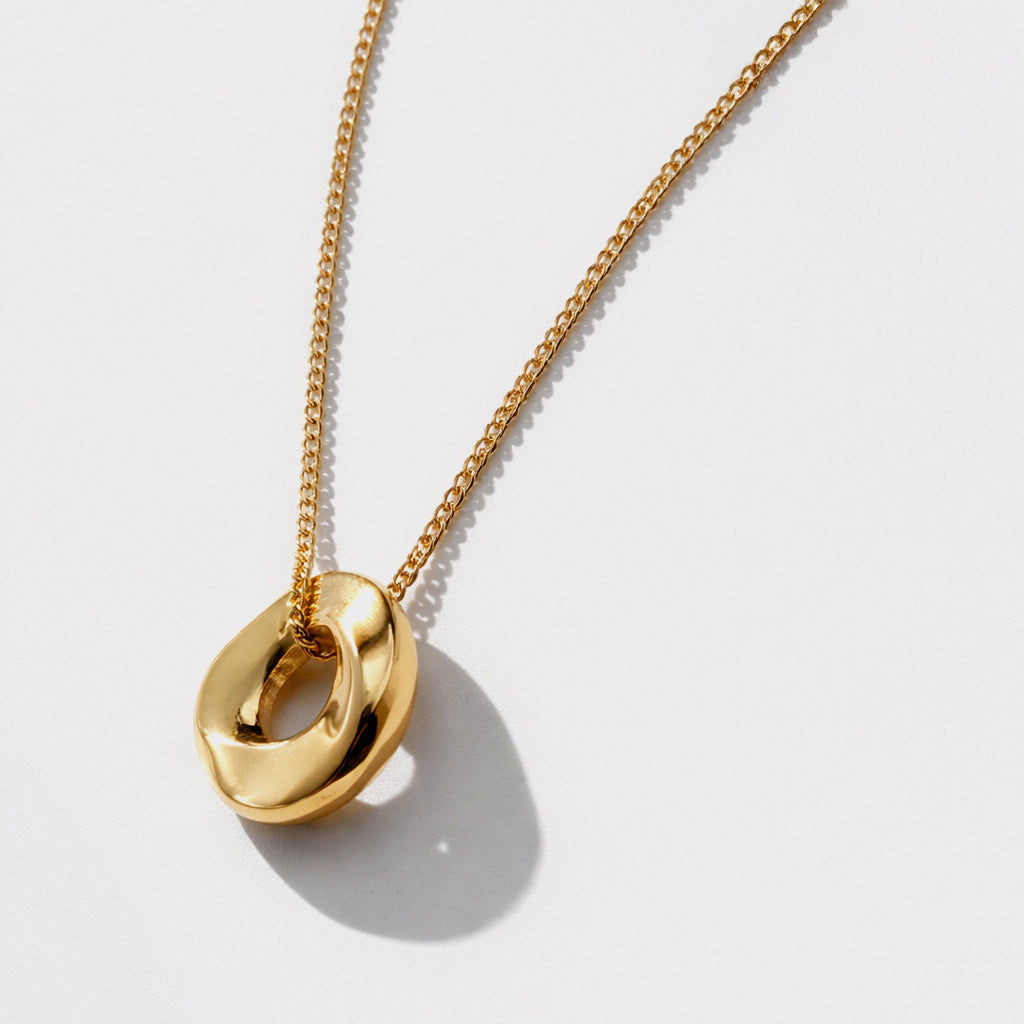 Collier & boucles d'oreilles dorés larges cercles imparfaits en acier inoxydable