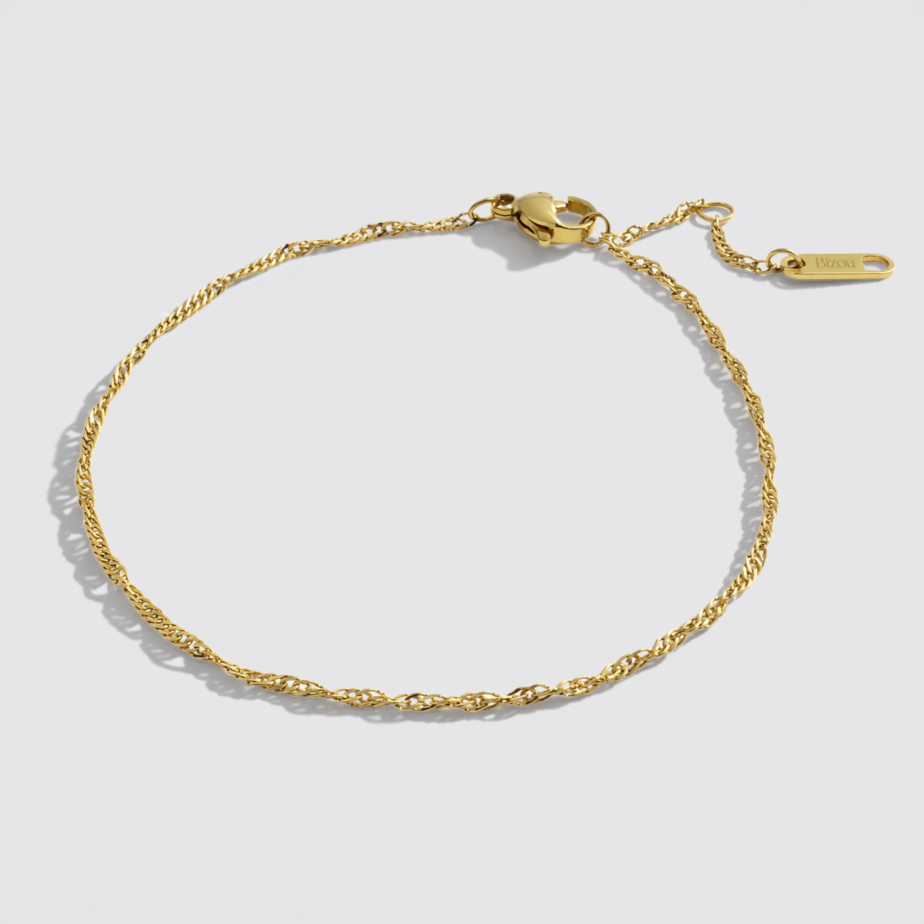 Bracelet de cheville doré maille Singapour en acier inoxydable