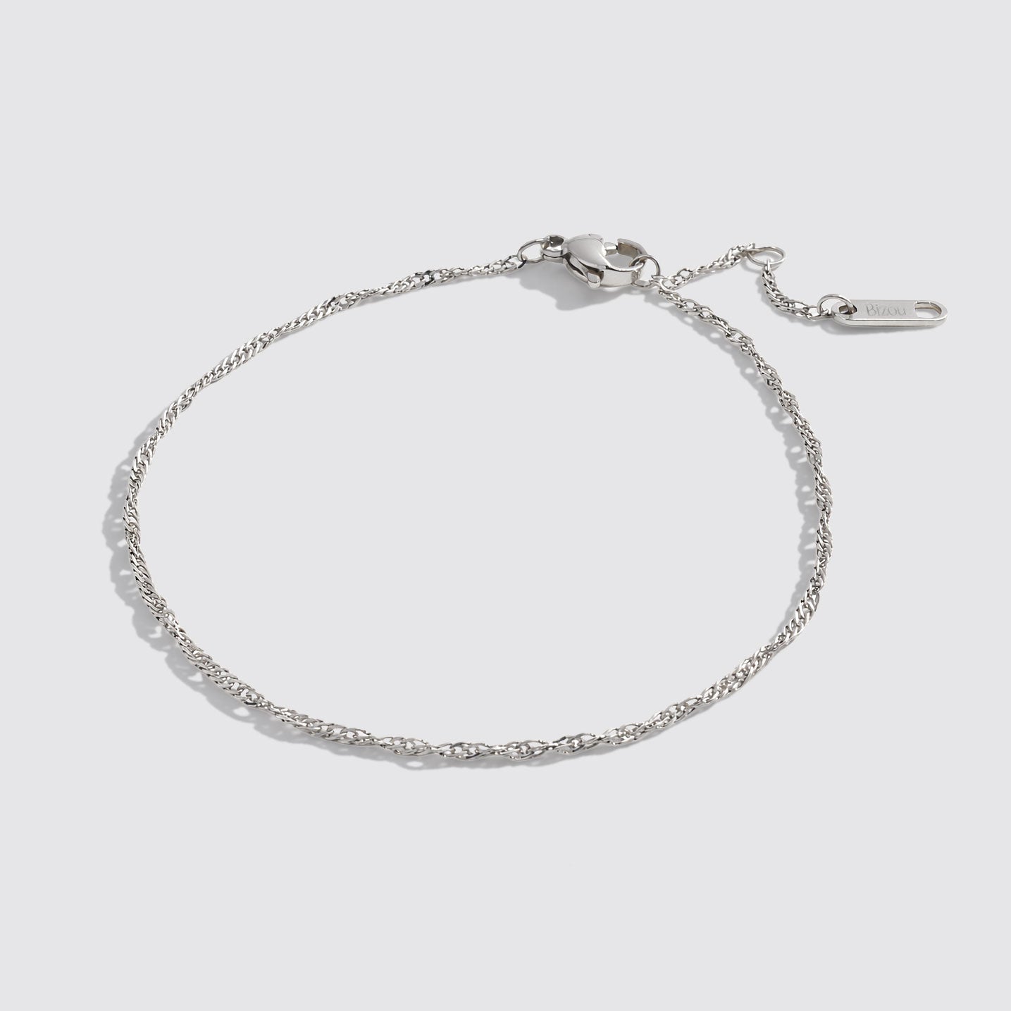 Bracelet de cheville chaîne singapour argenté en acier inoxydable