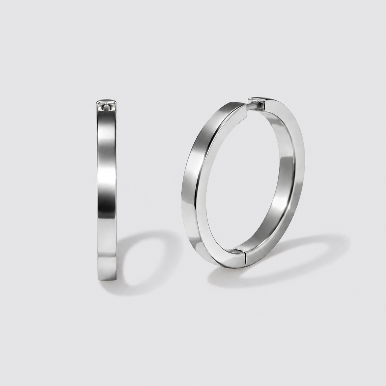 Boucles d'oreilles anneaux argentés en acier inoxydable