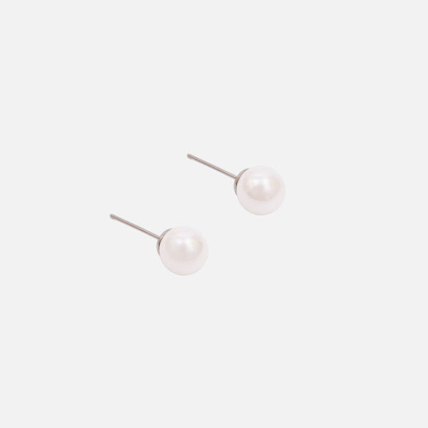 Load image into Gallery viewer, SS29406AR - 8mm Stainless Steel Pearl Earrings