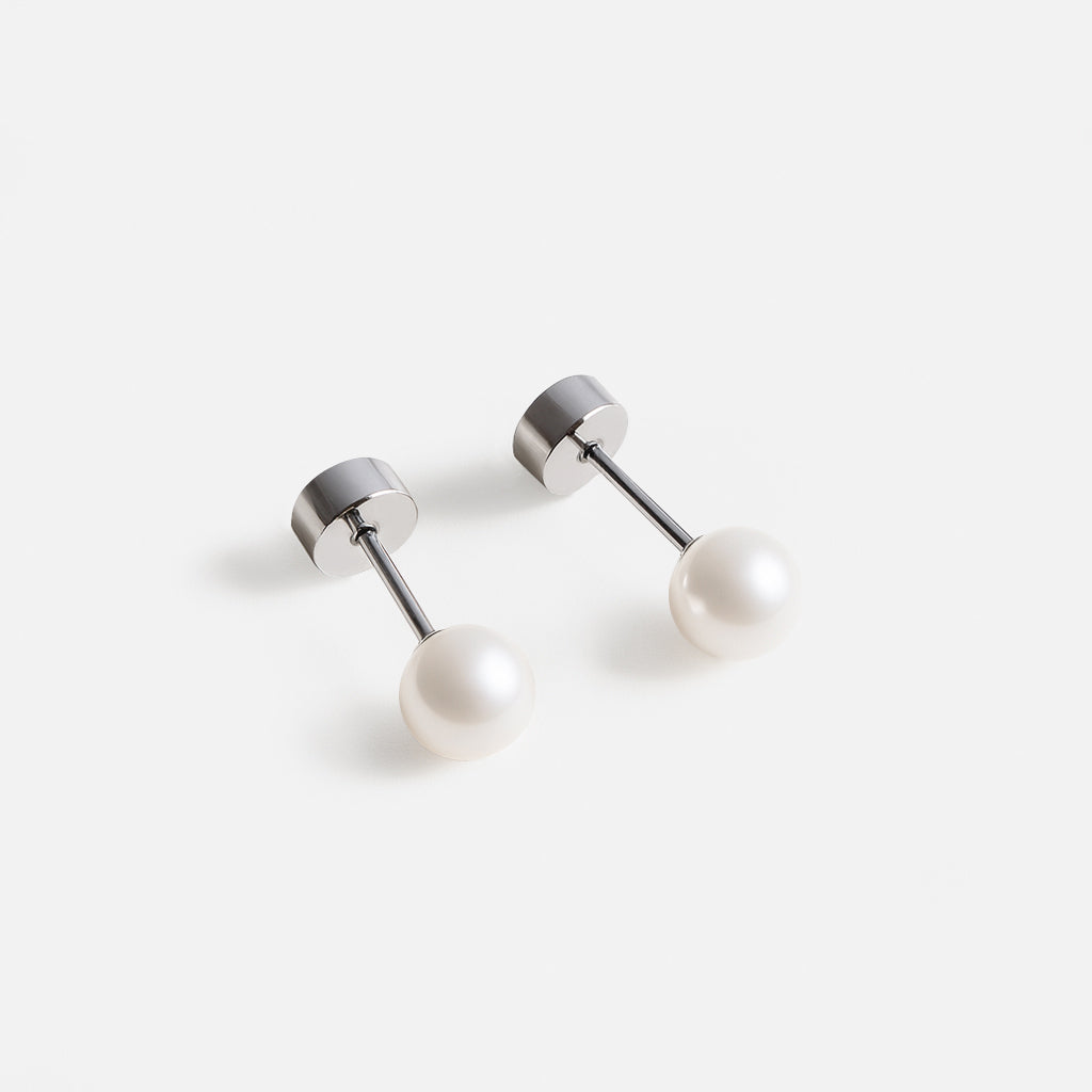 Mini boucles d'oreilles argentées en acier inoxydable avec perle 3 mm