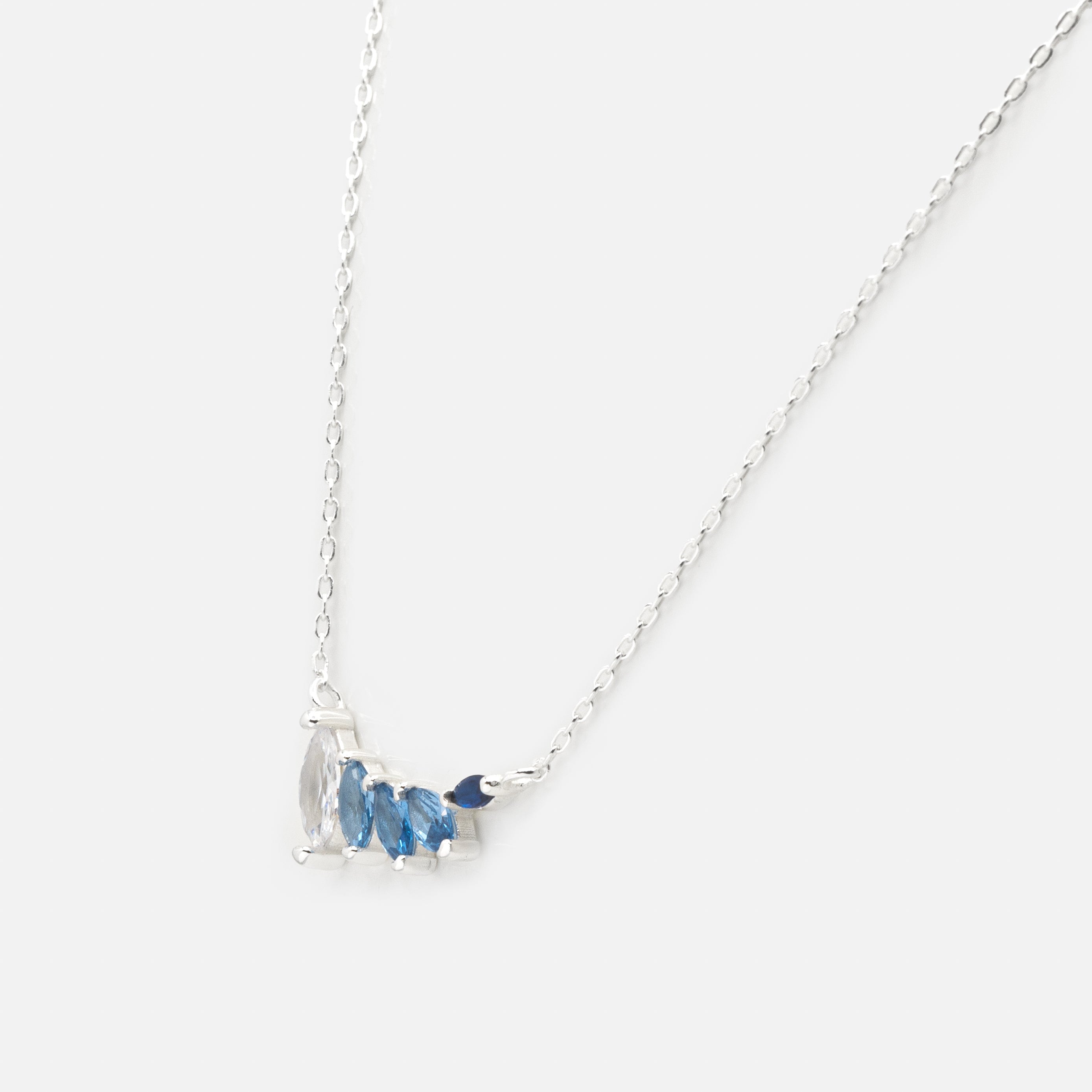 Blue Tone Stone Necklace in Sterling Silver