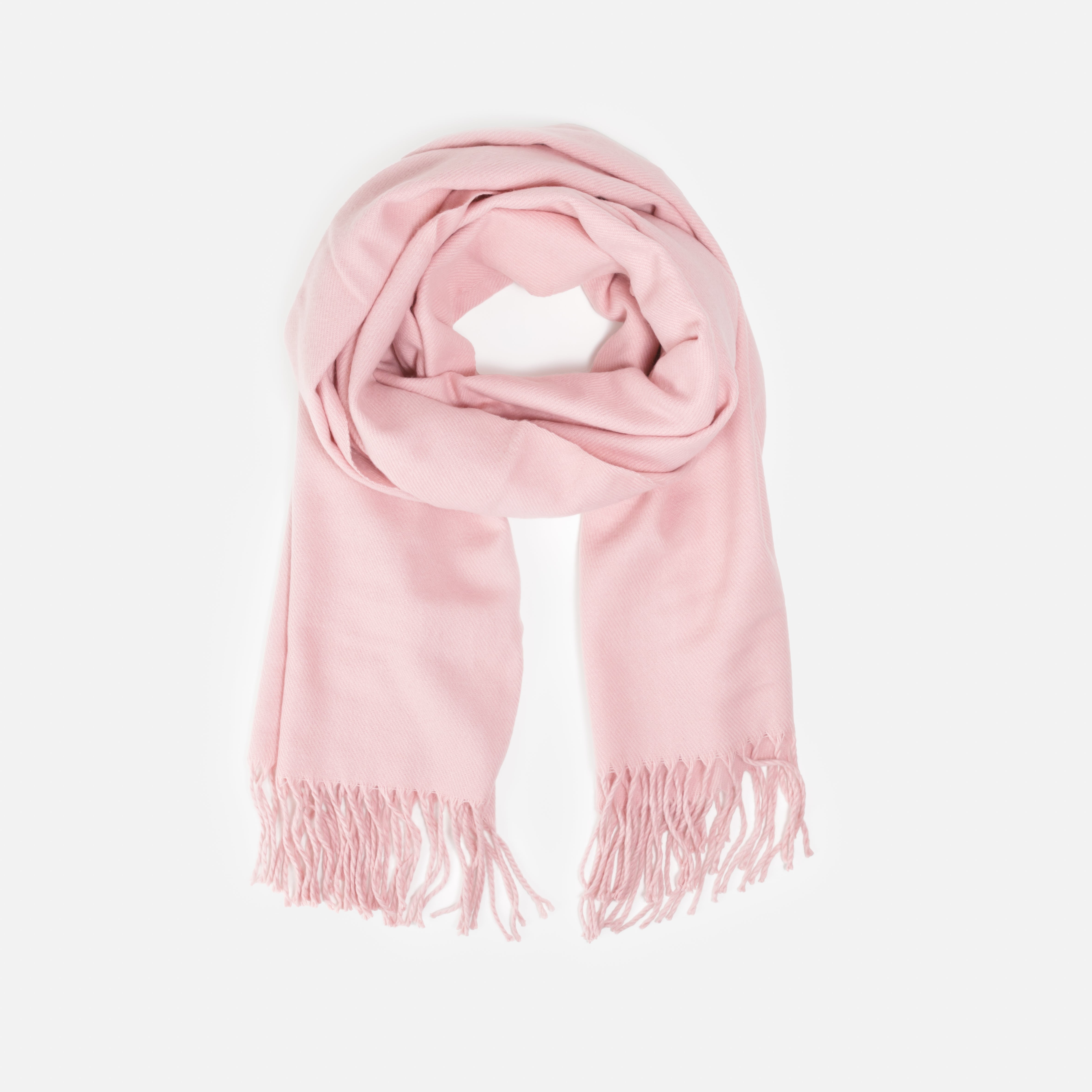 Foulard rose pâle à franges