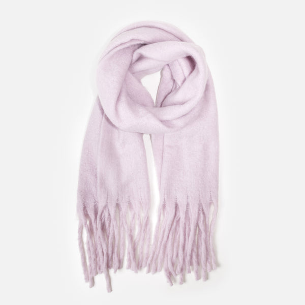 Load image into Gallery viewer, Cozy lilac scarf with fringes