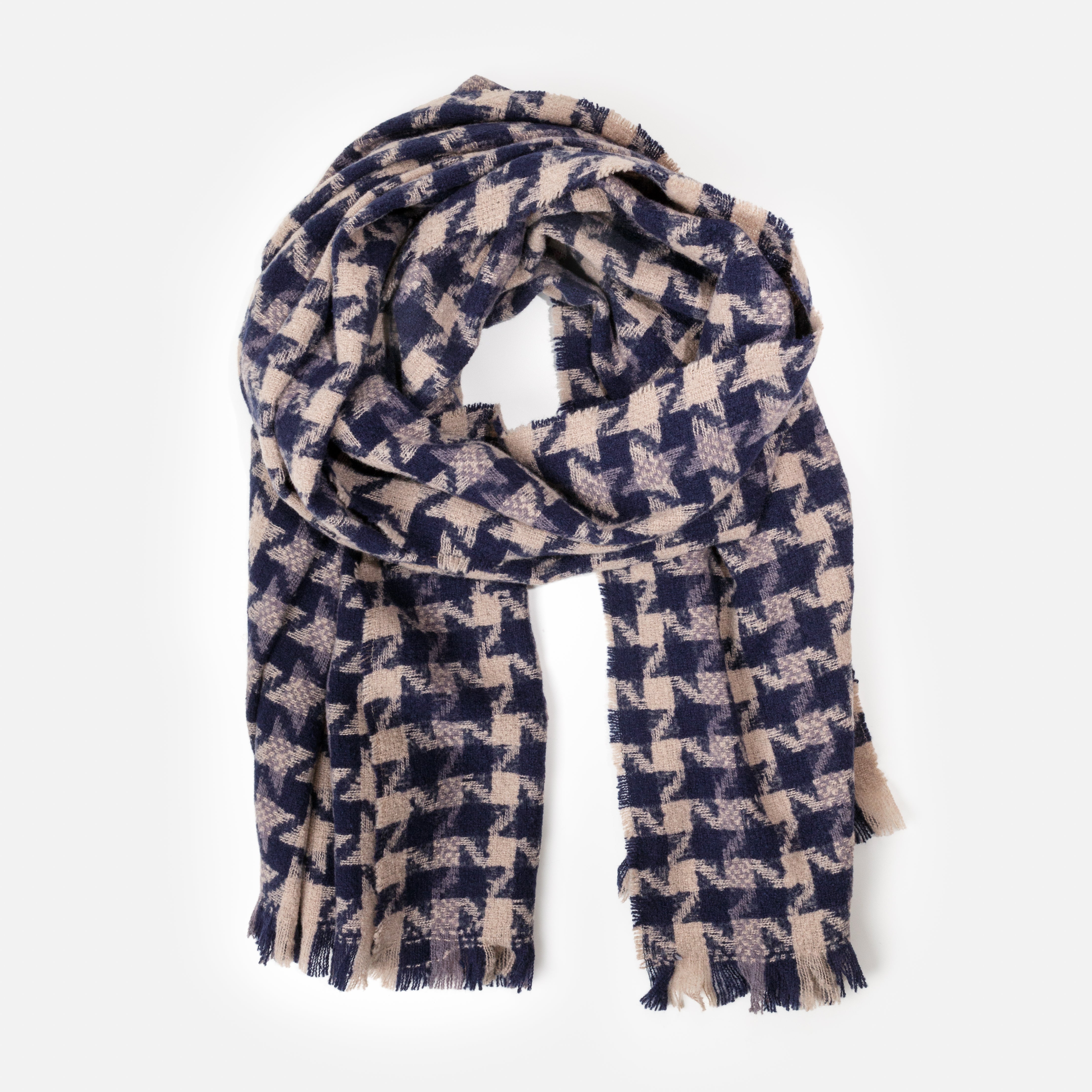 Foulard marine et beige à motif étoilé