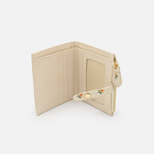 Charger l'image dans la galerie, Petit portefeuille beige à imprimé de fleurs orangées