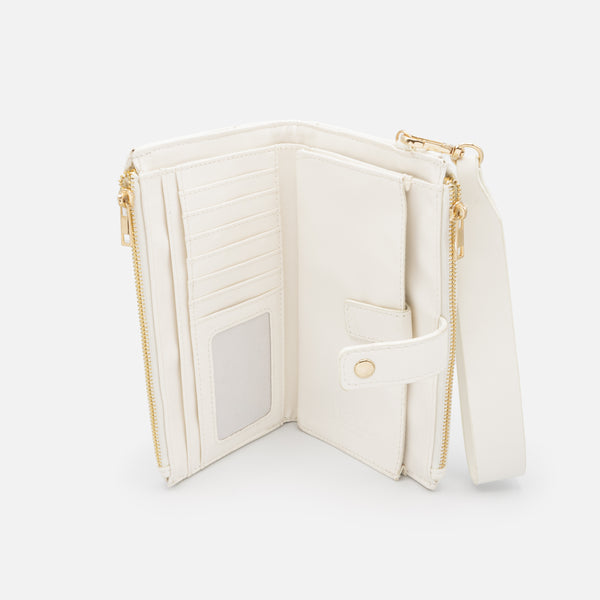 Charger l'image dans la galerie, Portefeuille ivoire double matelassé à motif floral