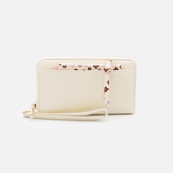 Charger l'image dans la galerie, Portefeuille ivoire avec pochette amovible fleurie
