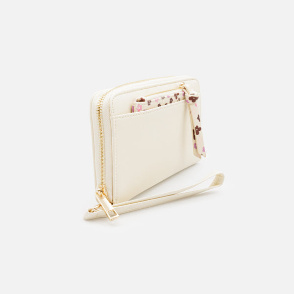 Charger l'image dans la galerie, Portefeuille ivoire avec pochette amovible fleurie