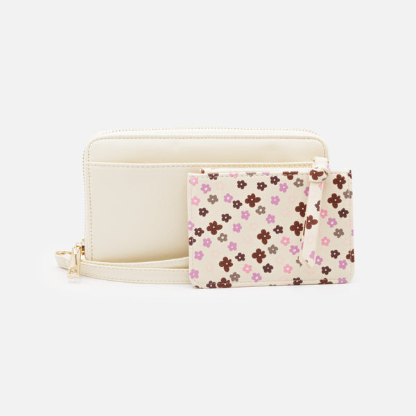 Charger l'image dans la galerie, Portefeuille ivoire avec pochette amovible fleurie