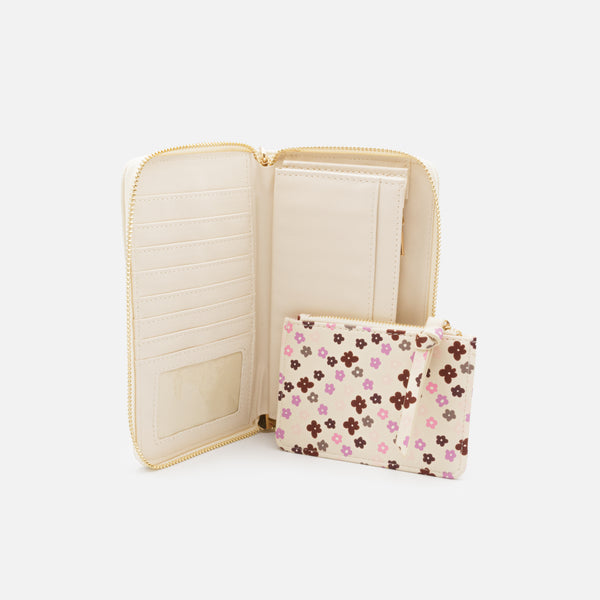 Charger l'image dans la galerie, Portefeuille ivoire avec pochette amovible fleurie