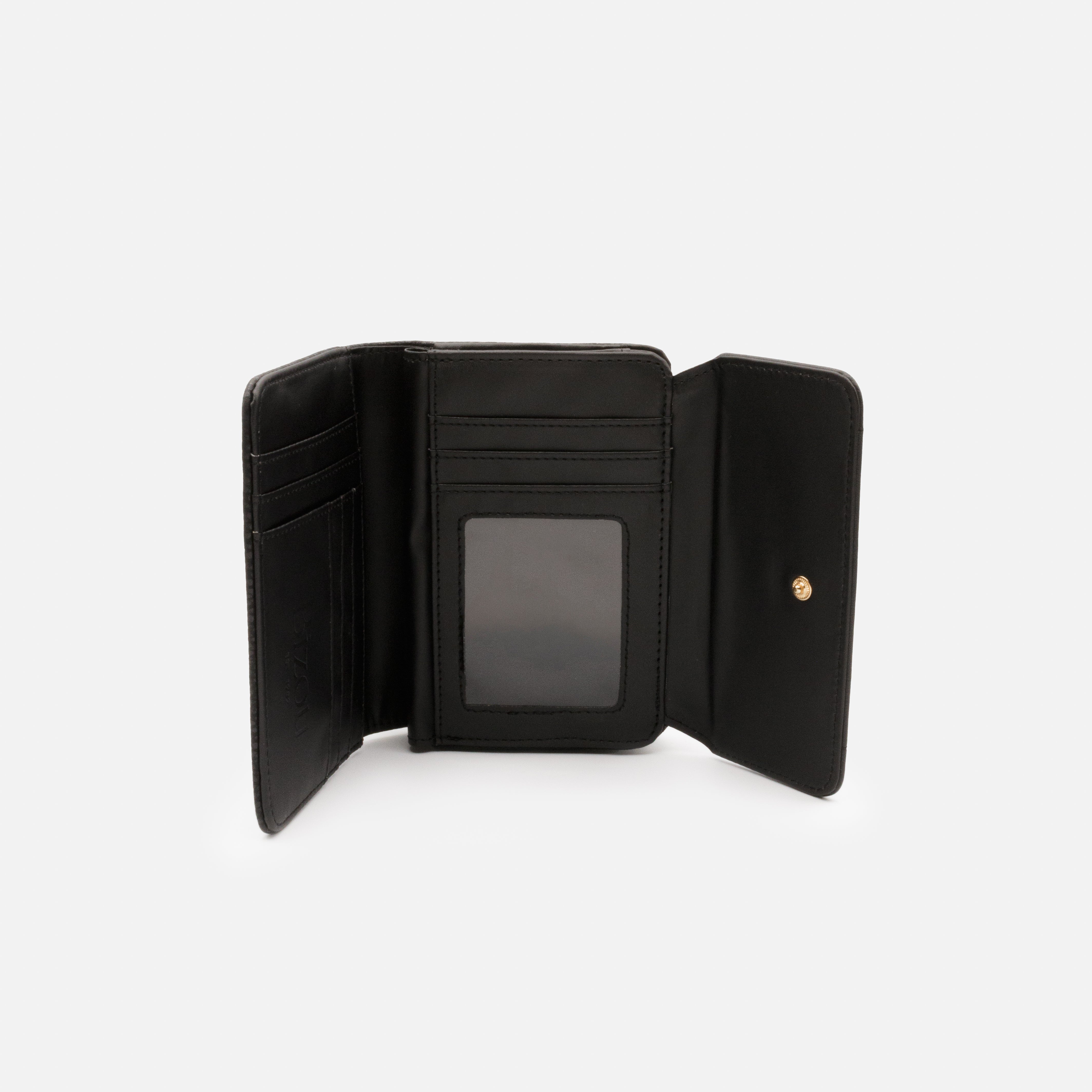 Small black wallet with gold button