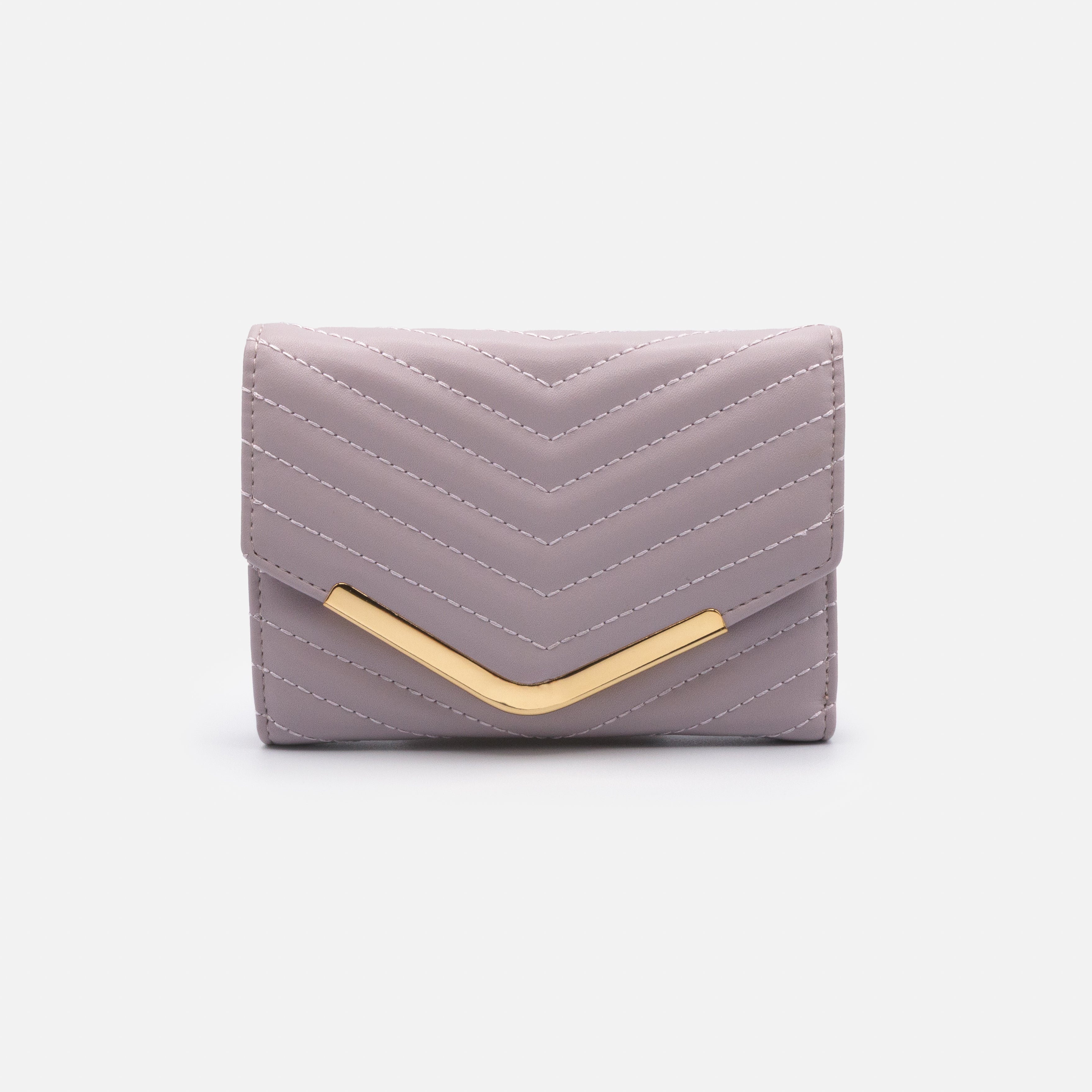 Small Lilac Quilted Herringbone Pattern Wallet