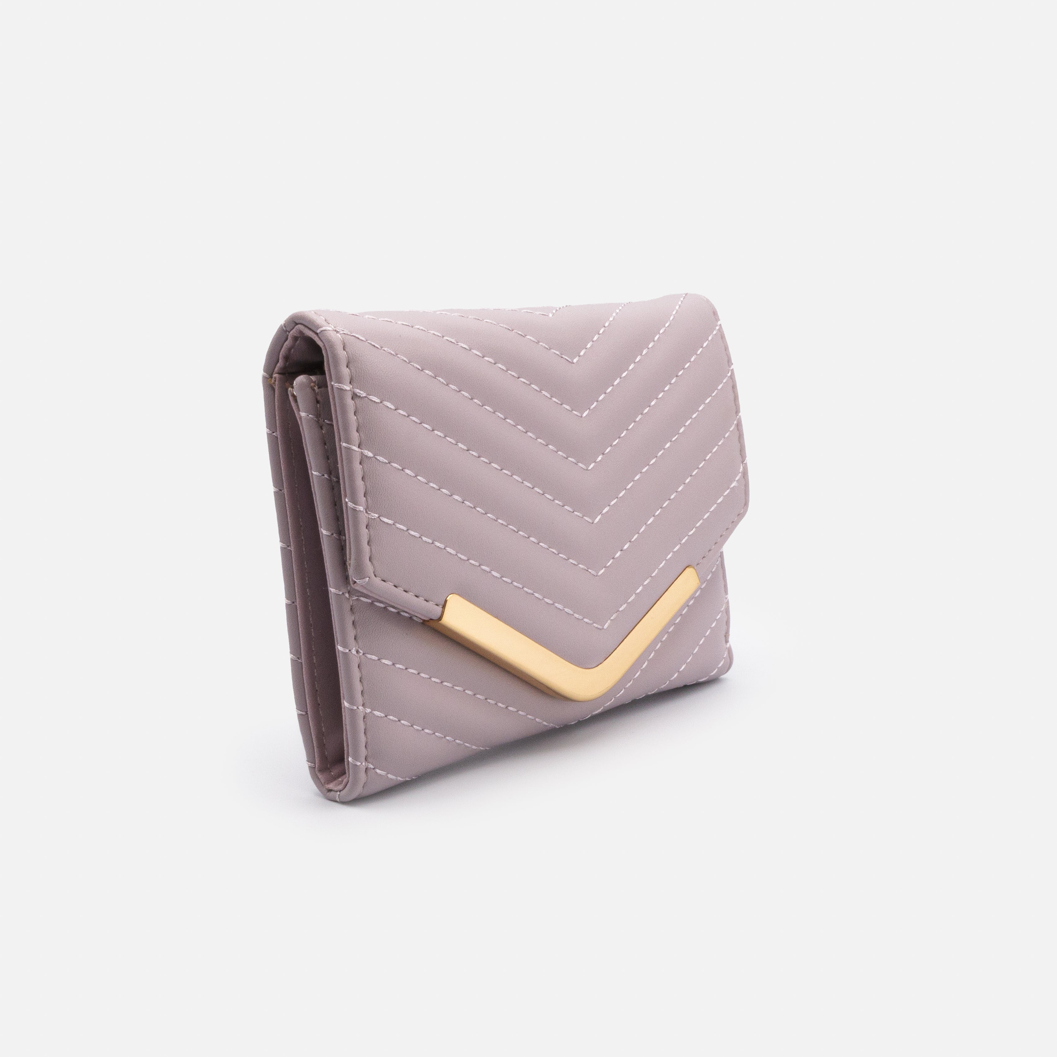 Small Lilac Quilted Herringbone Pattern Wallet
