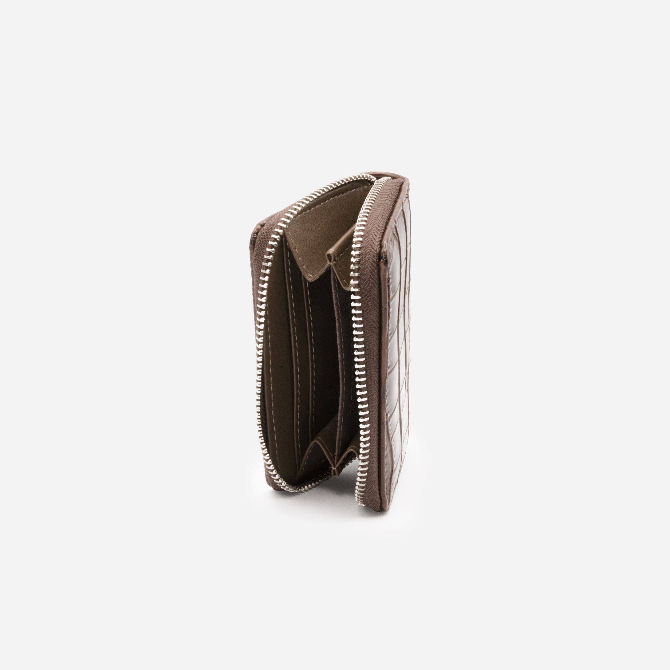 Small chocolate brown crocodile skin wallet
