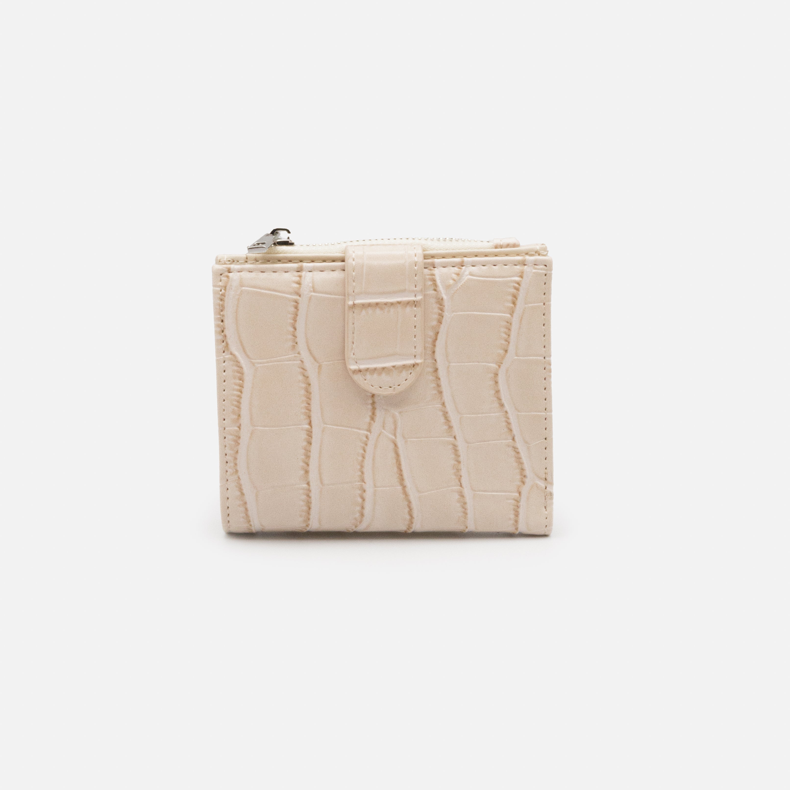 Small ivory crocodile skin wallet with flap