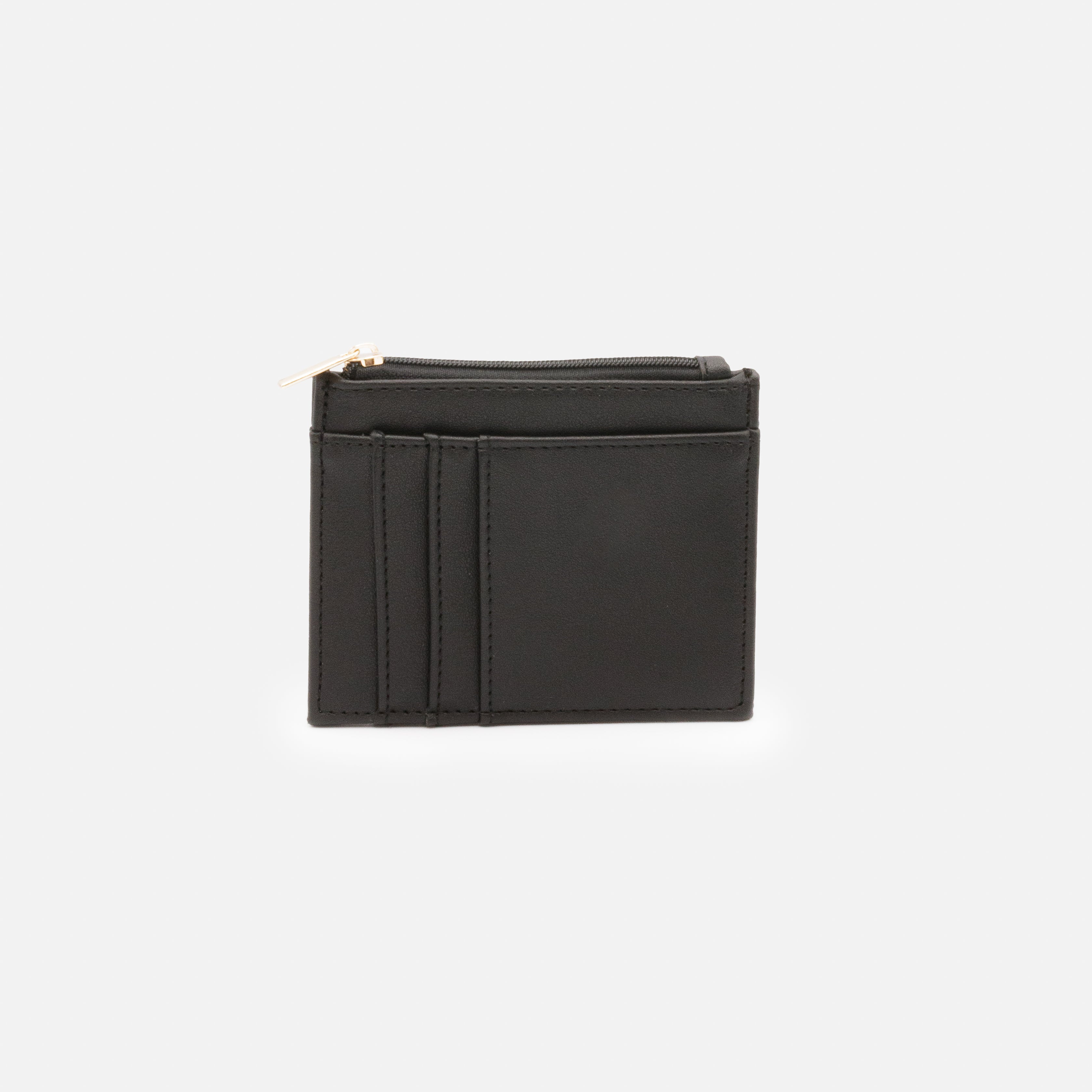 Small black card holder with zipper