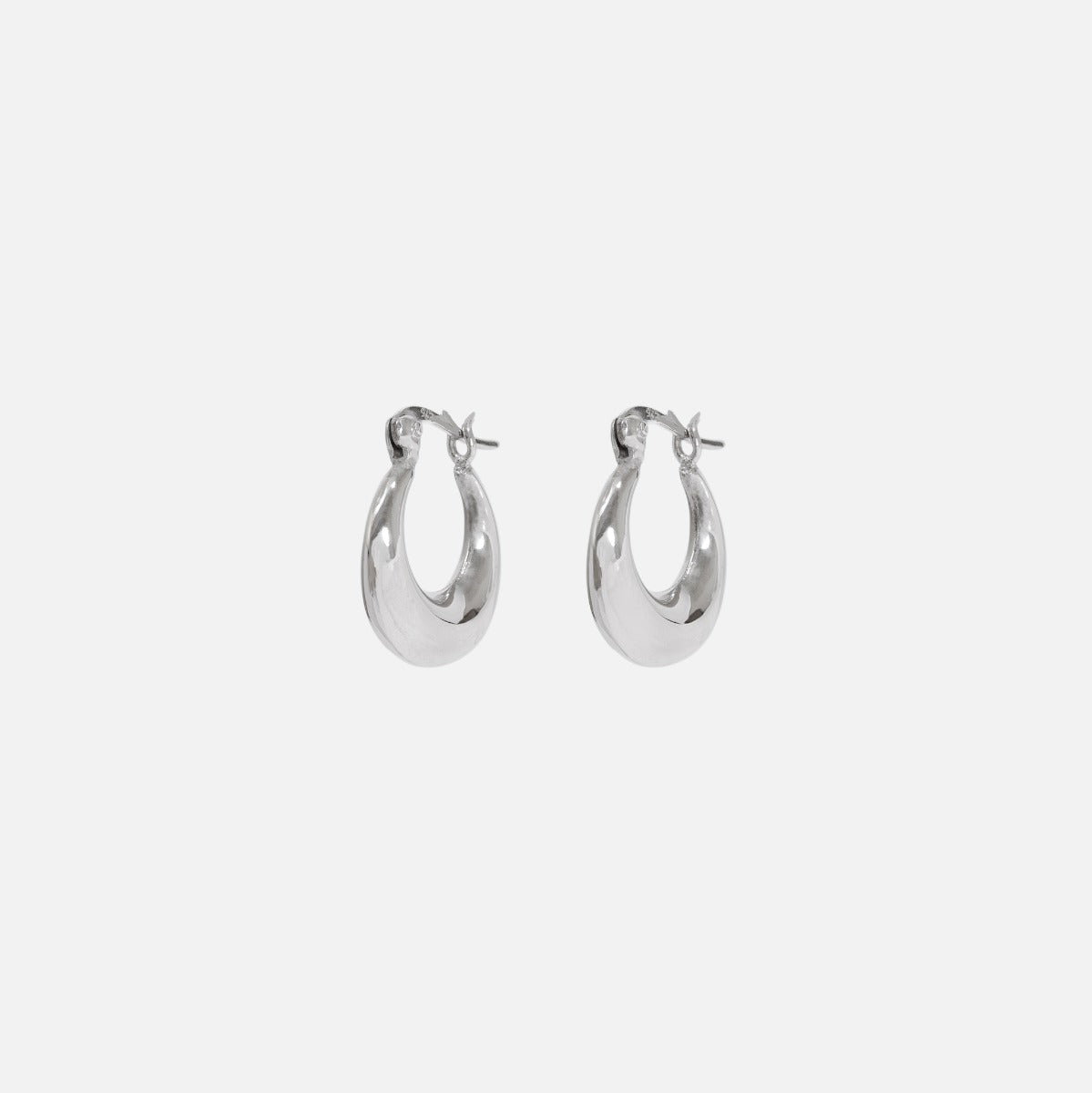 Sterling silver 15 mm large plain hoop earrings Bizou