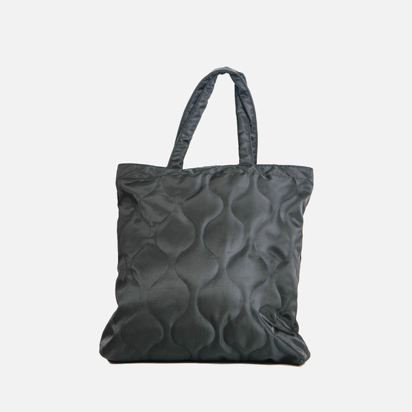 Load image into Gallery viewer, Black quilted tote handbag