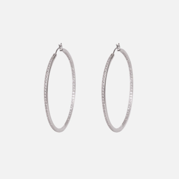 Load image into Gallery viewer, Silvered hoop earrings with stones