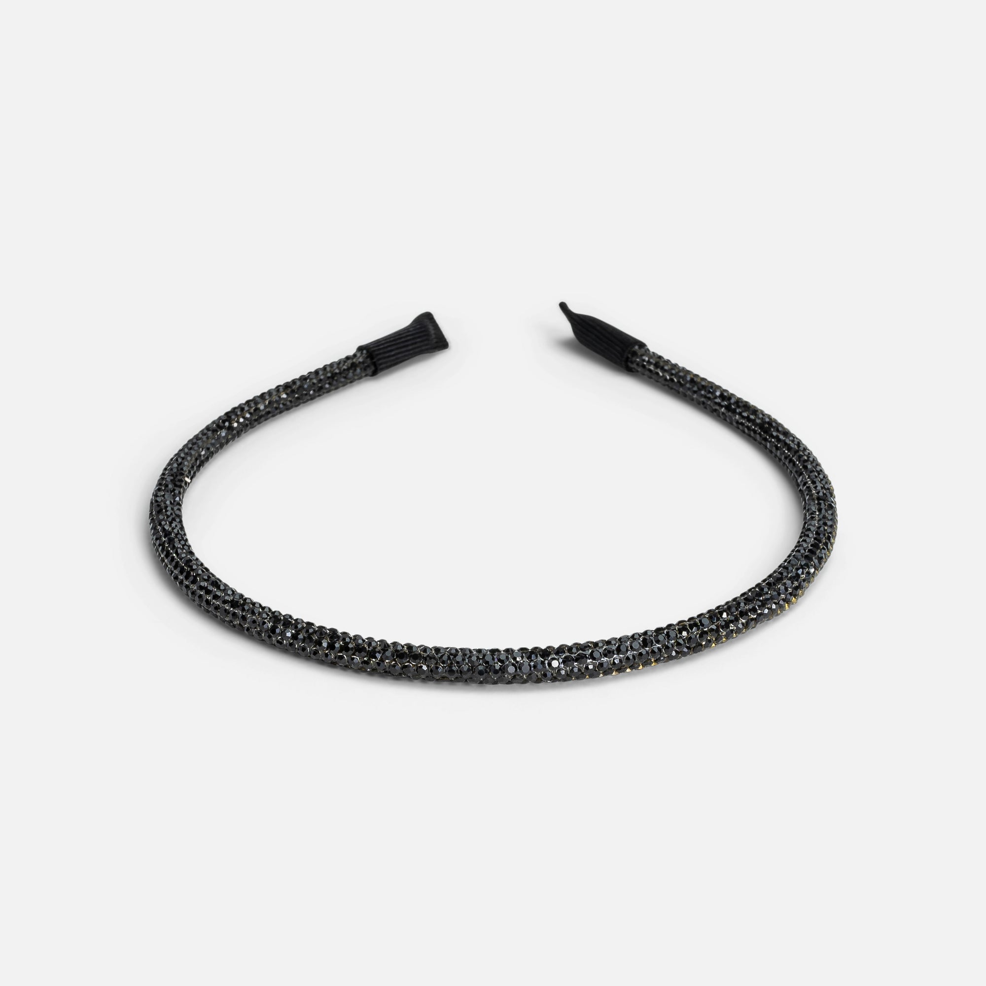Cerceau pour cheveux en petites pierres noires