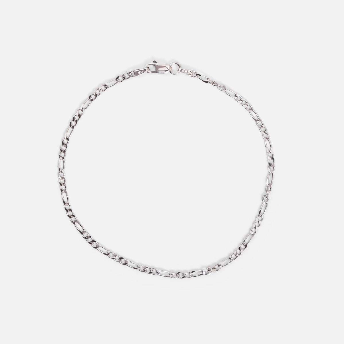 Chaine de cheville argent sterling avec maille figaro