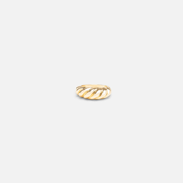 Load image into Gallery viewer, Gold-plated ring with diagonal grooves in stainless steel