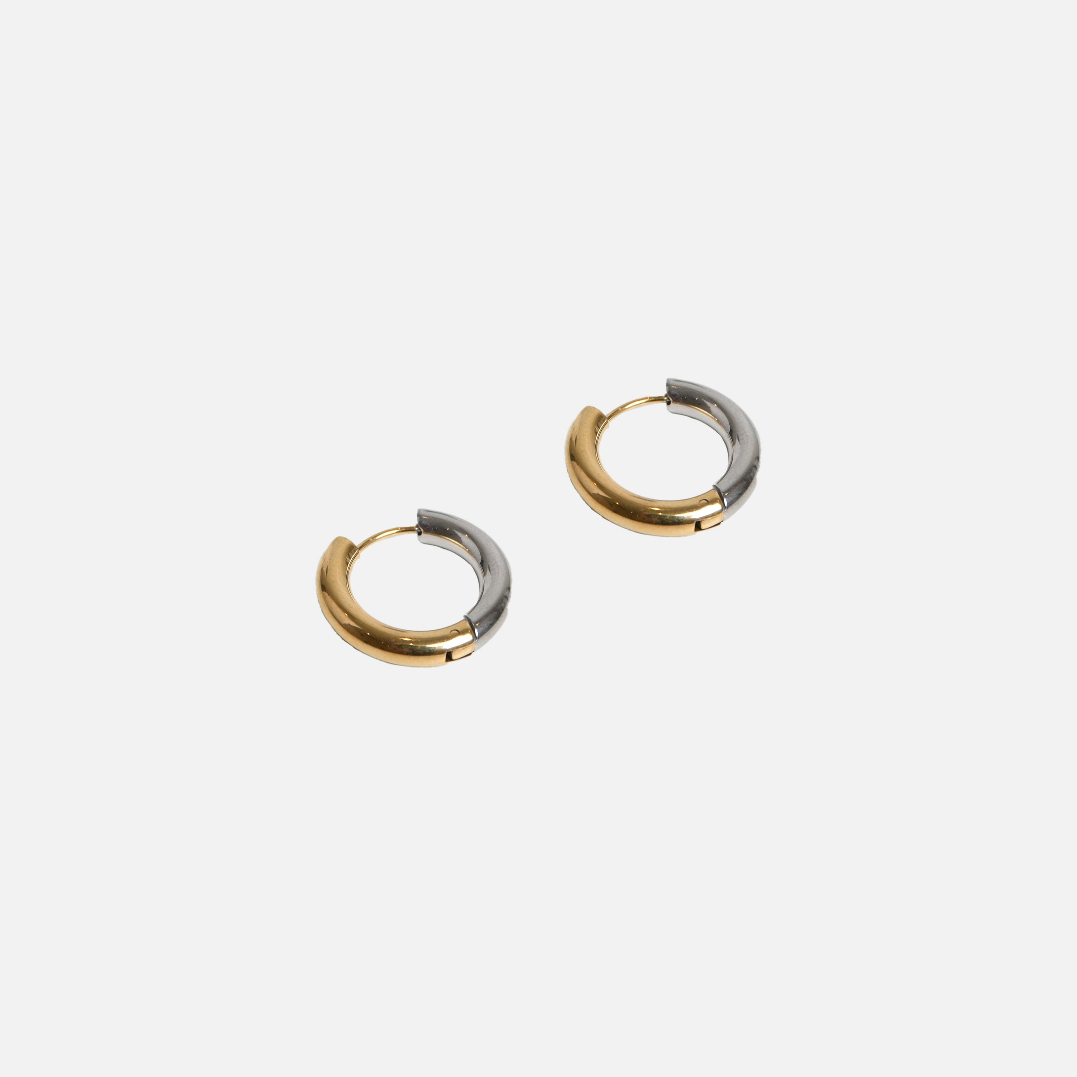 Boucles d'oreilles anneaux deux tons en acier inoxydable