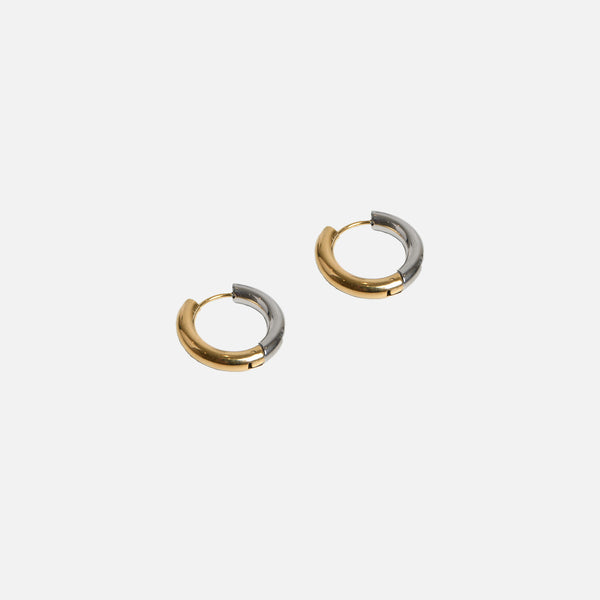 Load image into Gallery viewer, Two tone stainless steel hoop earrings