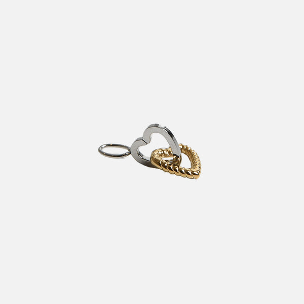Load image into Gallery viewer, Two tone chained hearts charm in stainless steel
