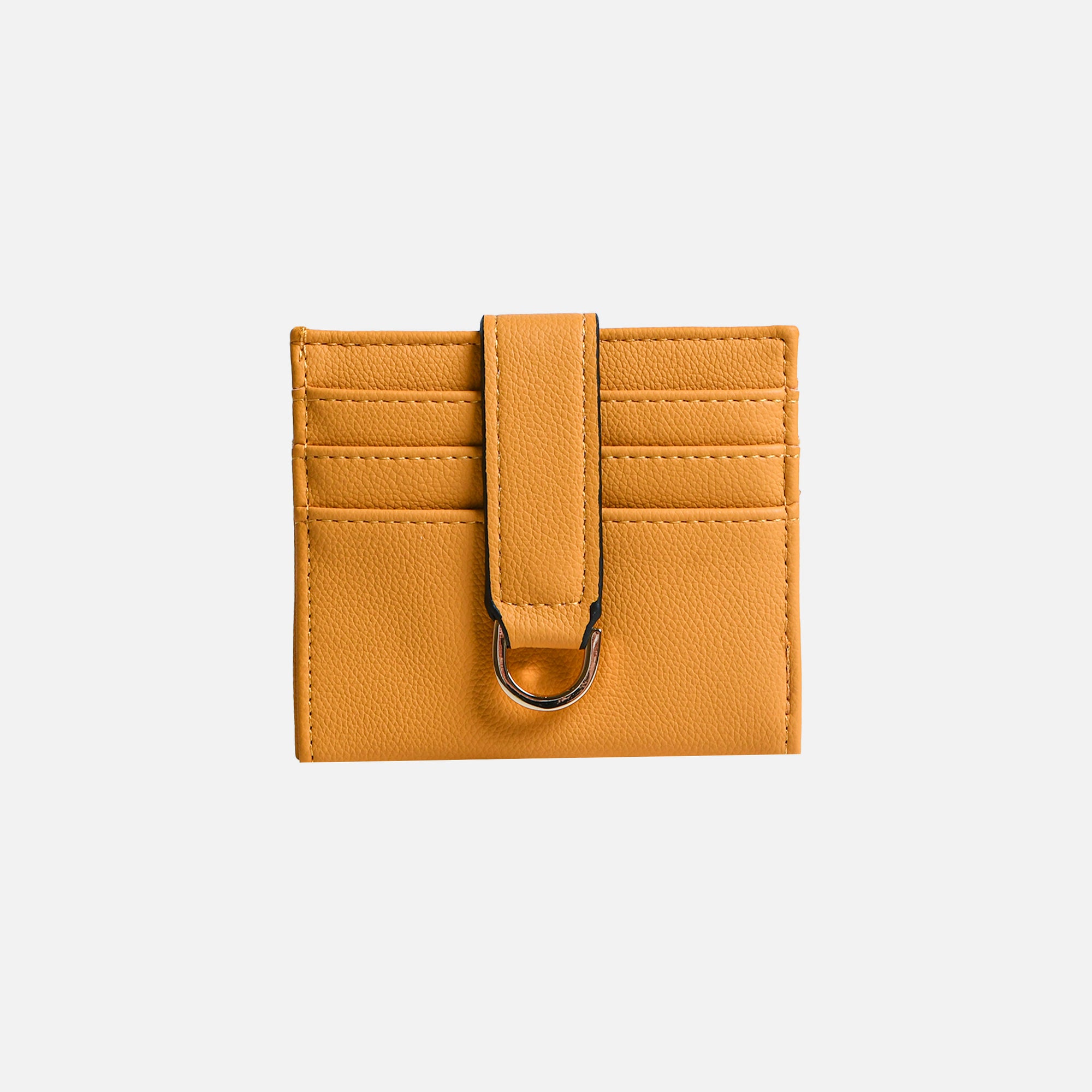 Portefeuille jaune avec trois fentes et fermoir doré