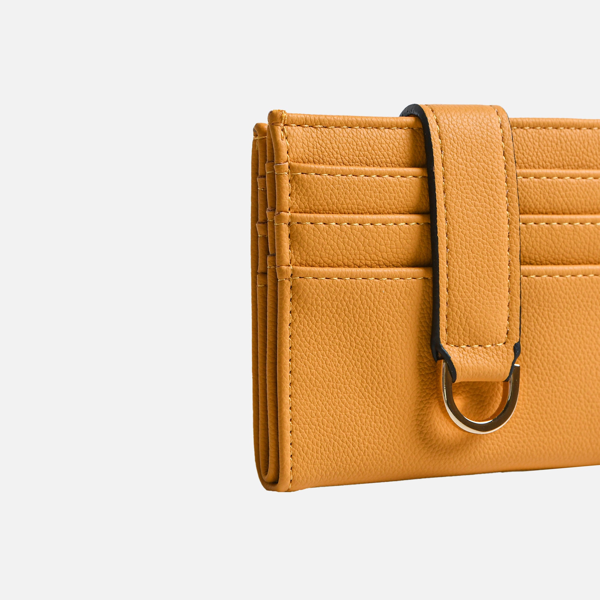 Portefeuille jaune avec trois fentes et fermoir doré