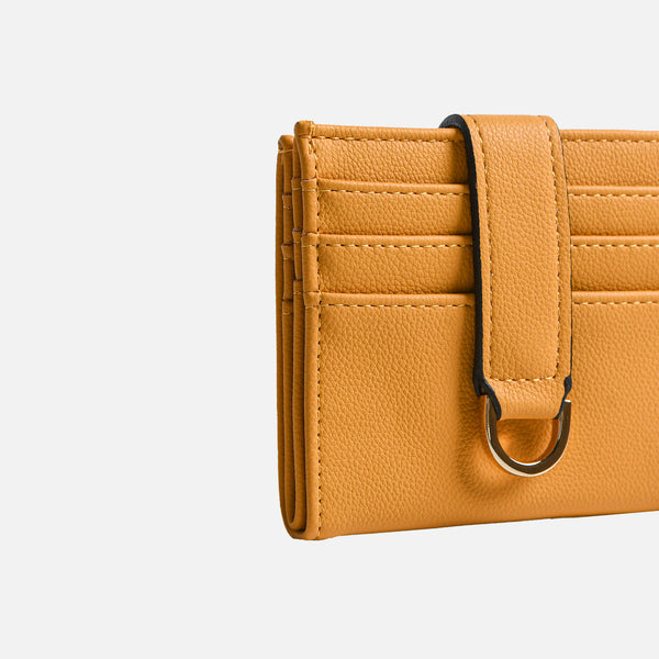 Charger l'image dans la galerie, Portefeuille jaune avec trois fentes et fermoir doré