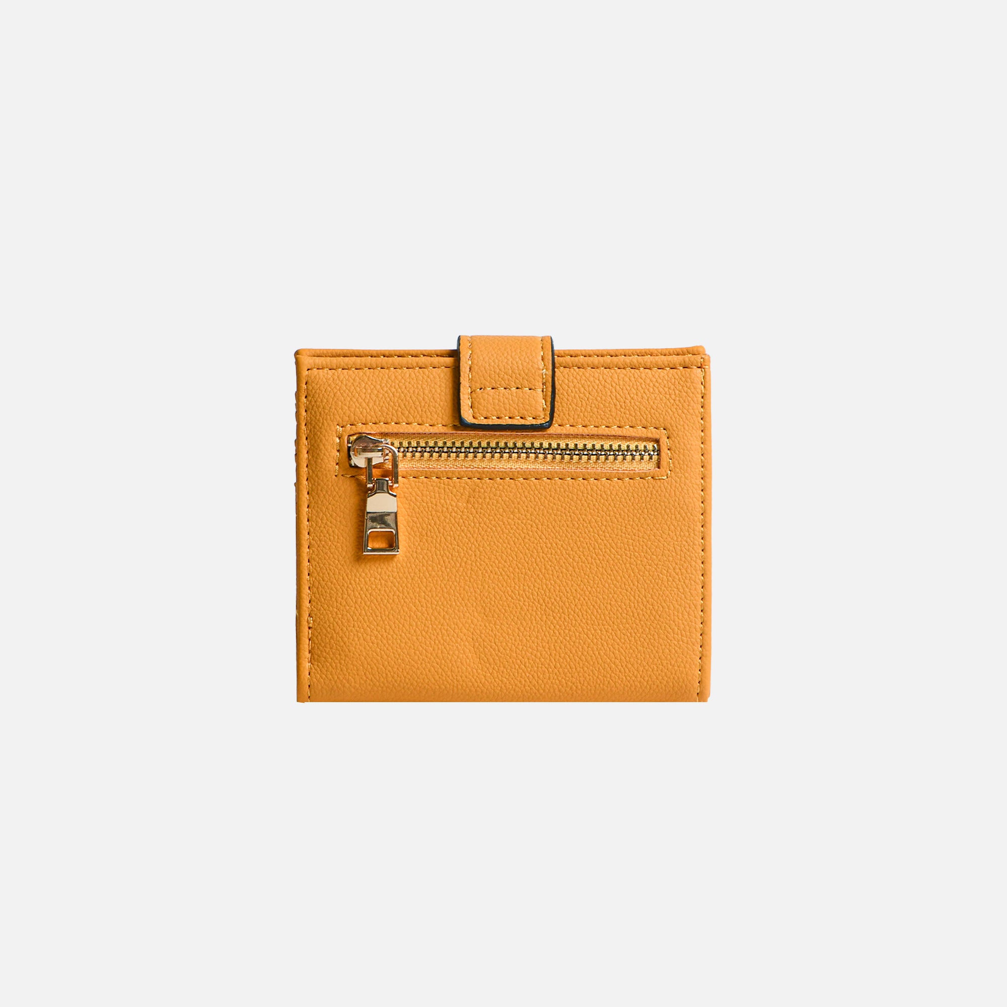 Portefeuille jaune avec trois fentes et fermoir doré