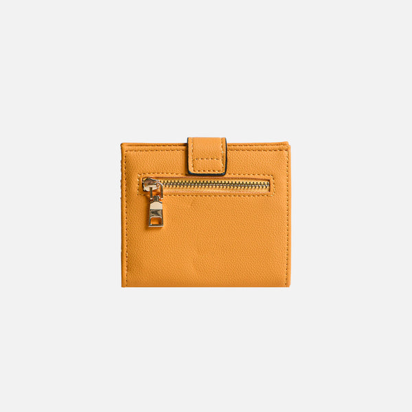 Charger l'image dans la galerie, Portefeuille jaune avec trois fentes et fermoir doré