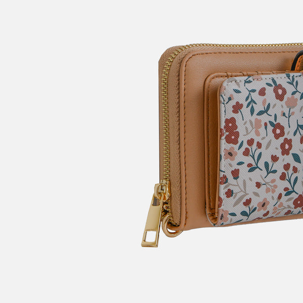 Load image into Gallery viewer, Beige wallet with floral card holder