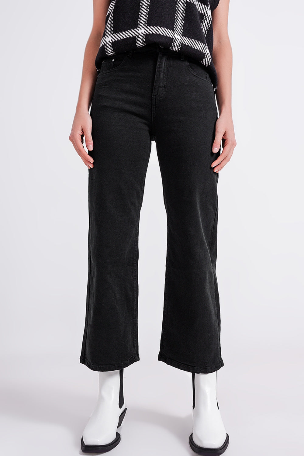 Black cropped store wide leg jeans