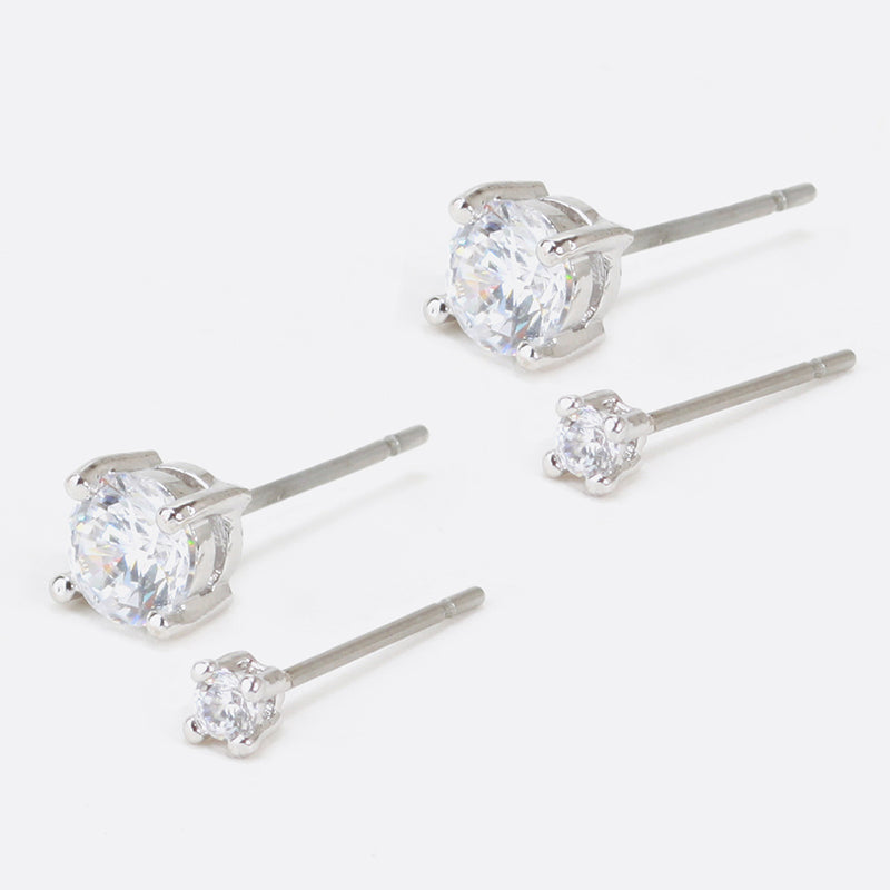 Silver fixed earrings set with cubic zirconia two formats