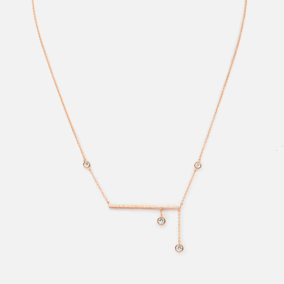 Rose gold sterling silver chain with stones