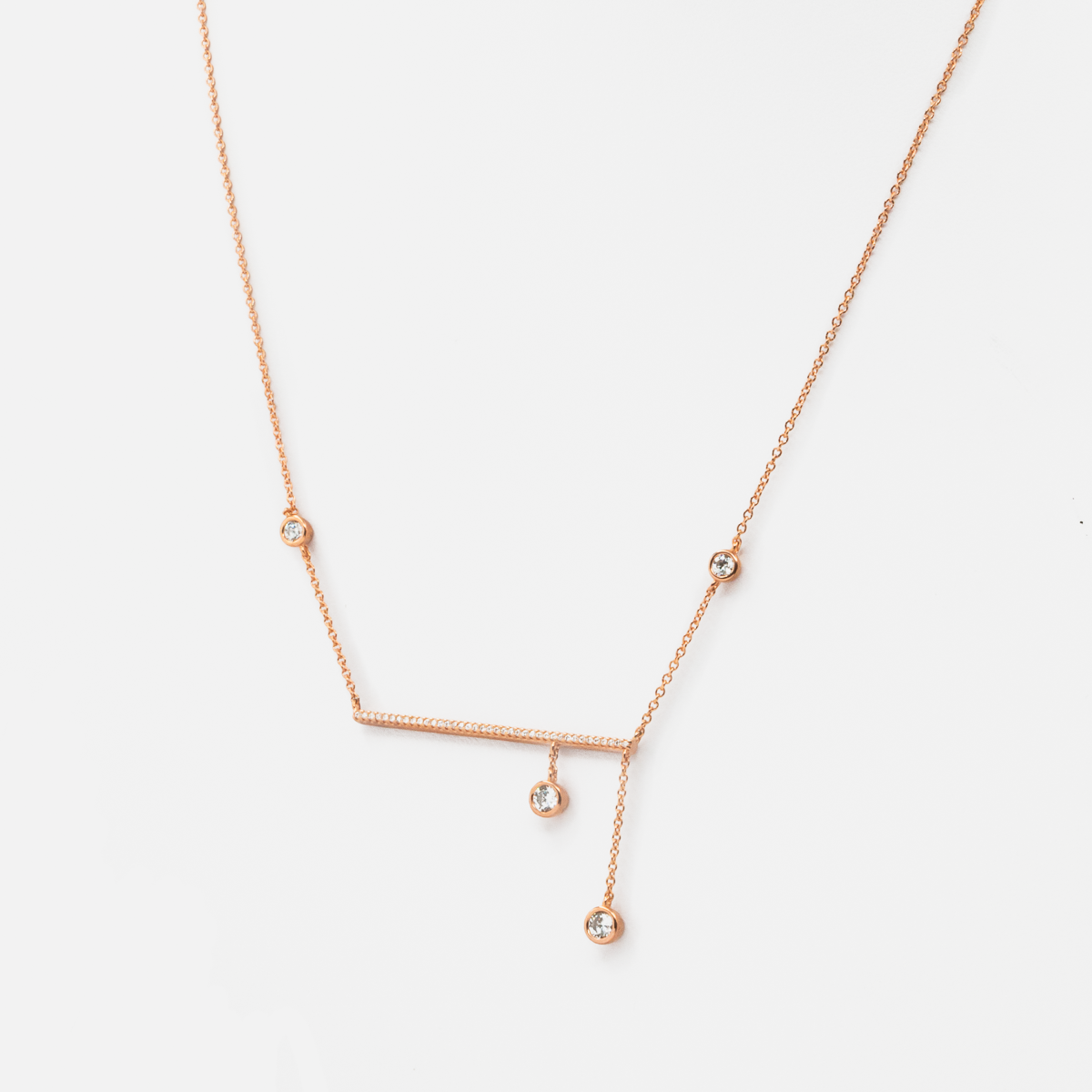 Rose gold sterling silver chain with stones