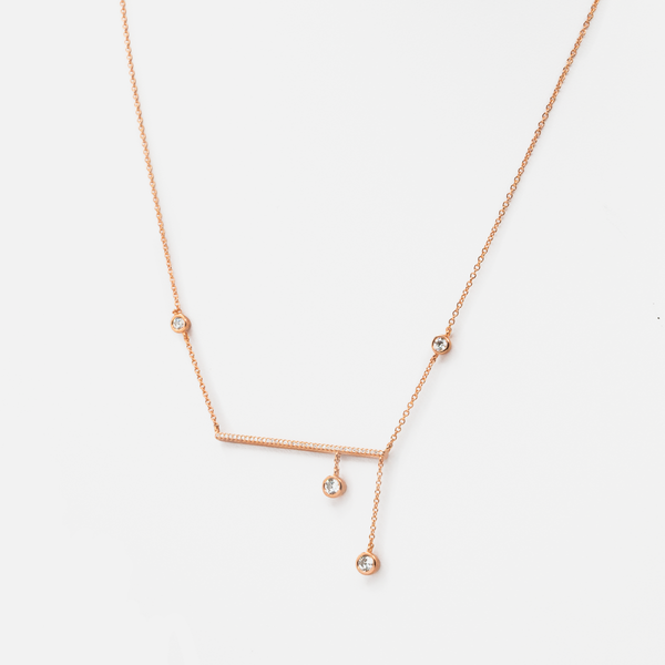 Load image into Gallery viewer, Rose gold sterling silver chain with stones
