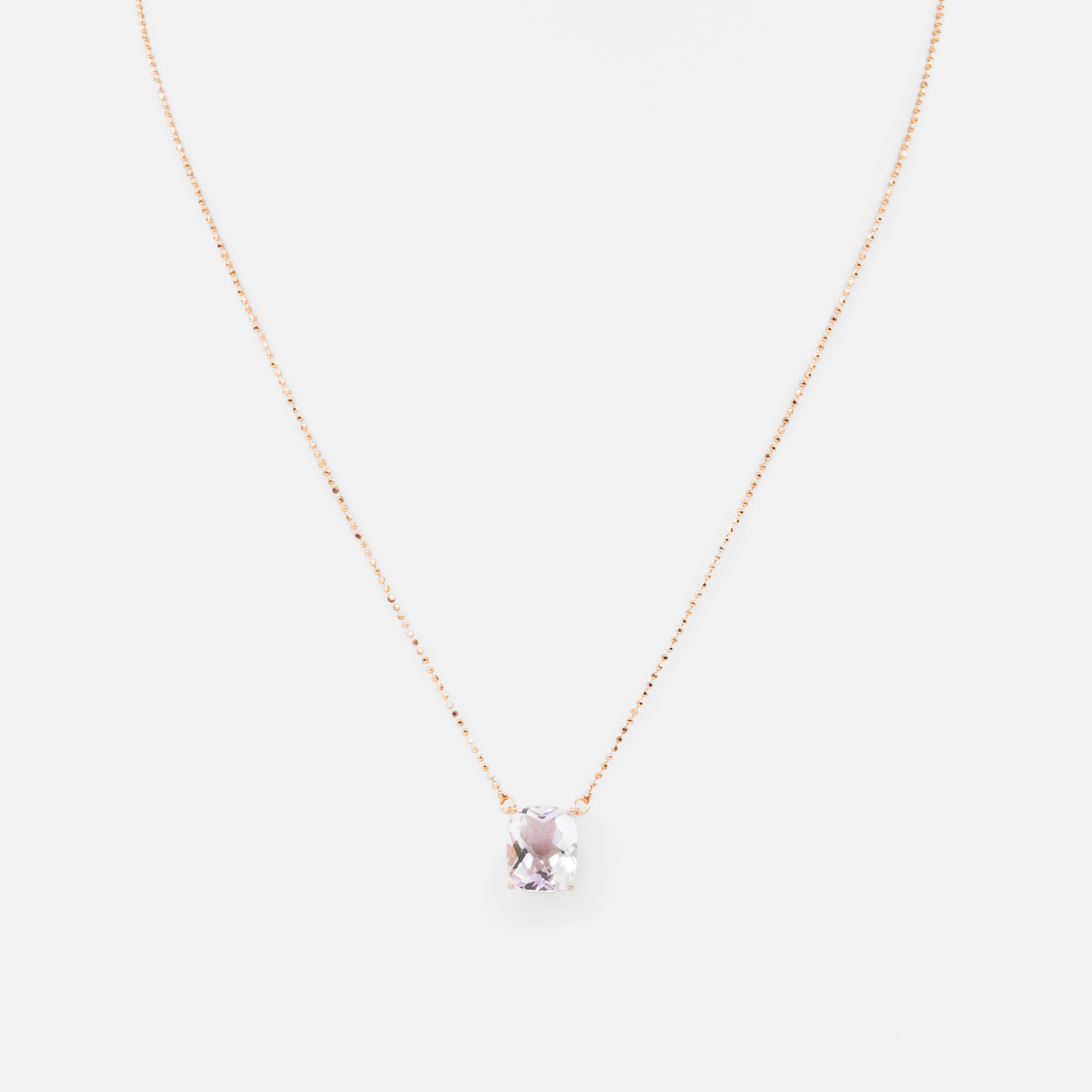 Chaîne rose dorée avec zircon rectangle