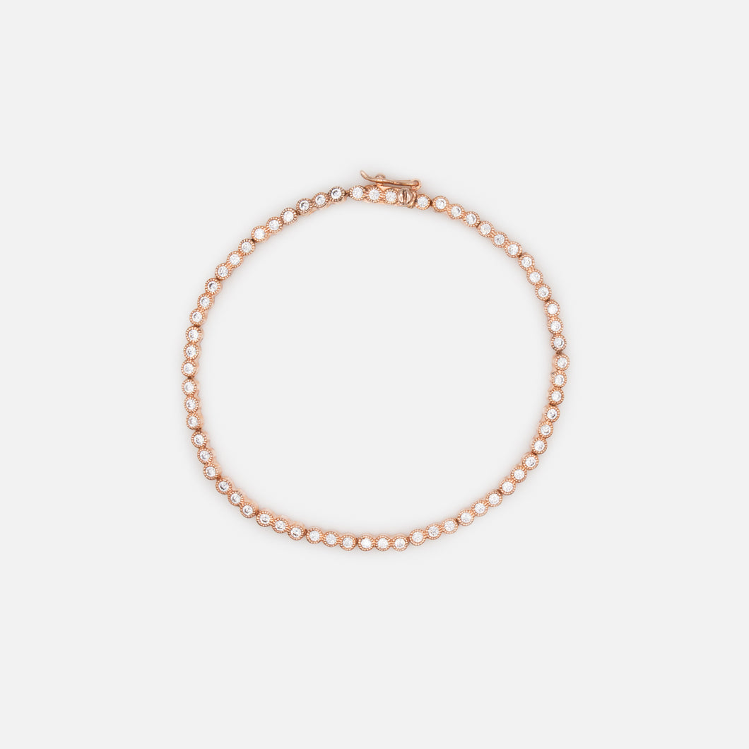 Rose gold bracelet with cubic zirconia in sterling silver .925