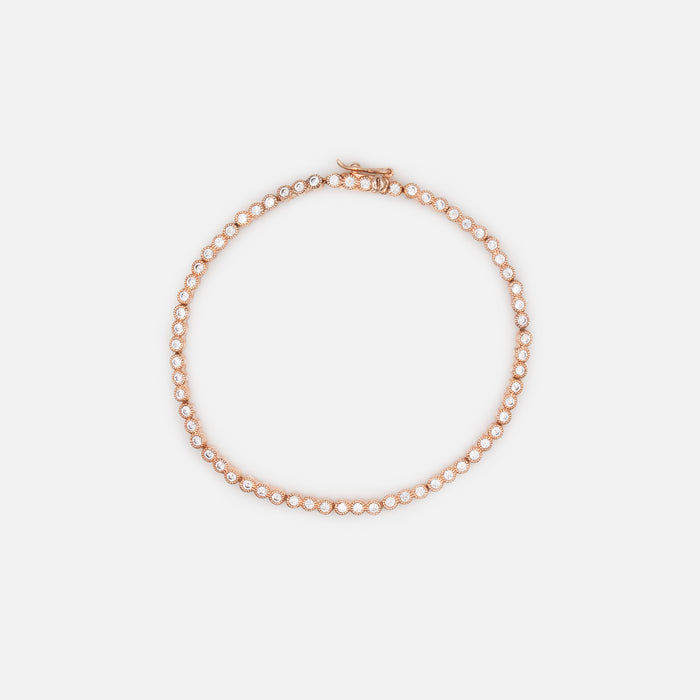 Rose gold bracelet with cubic zirconia in sterling silver .925