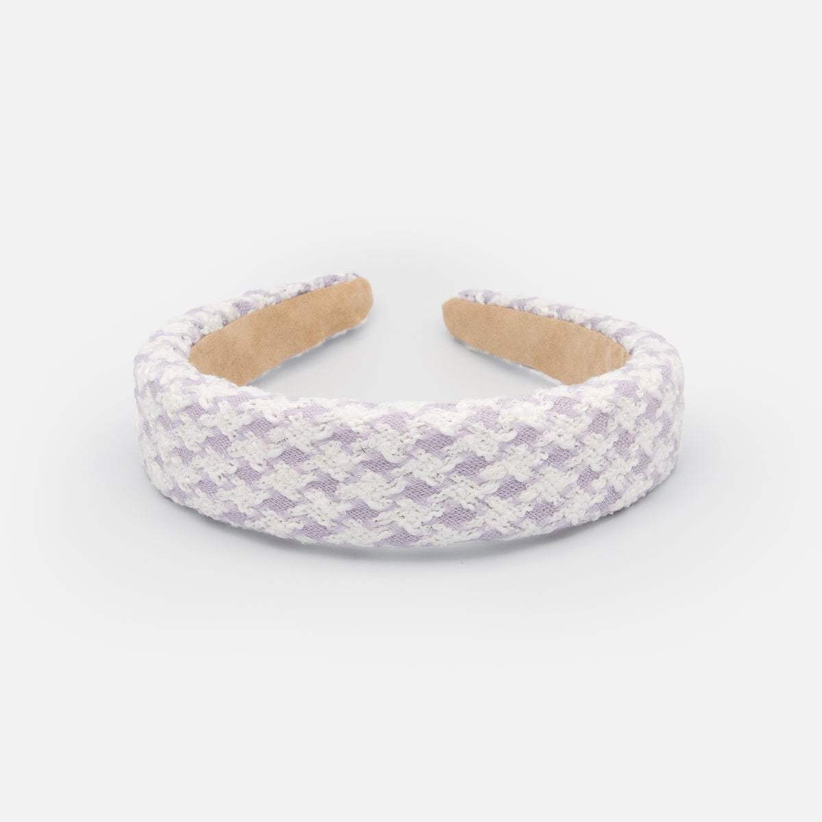 Bandeau en tricot blanc et lilas