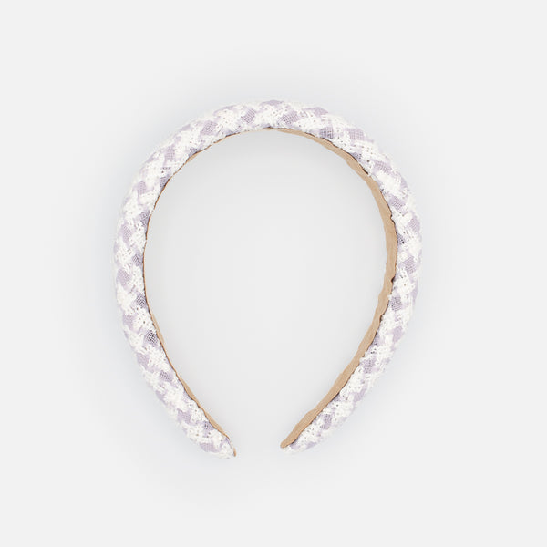 Load image into Gallery viewer, White and lilac knit headband
