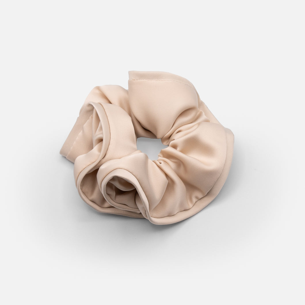 Plain beige satin scrunchie