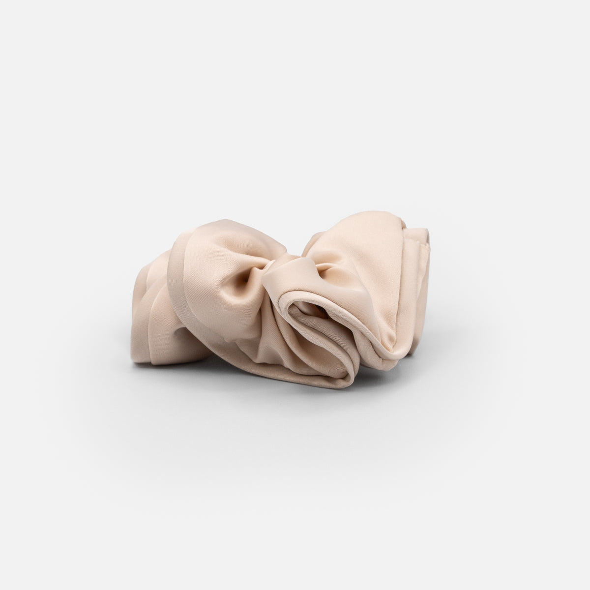 Plain beige satin scrunchie