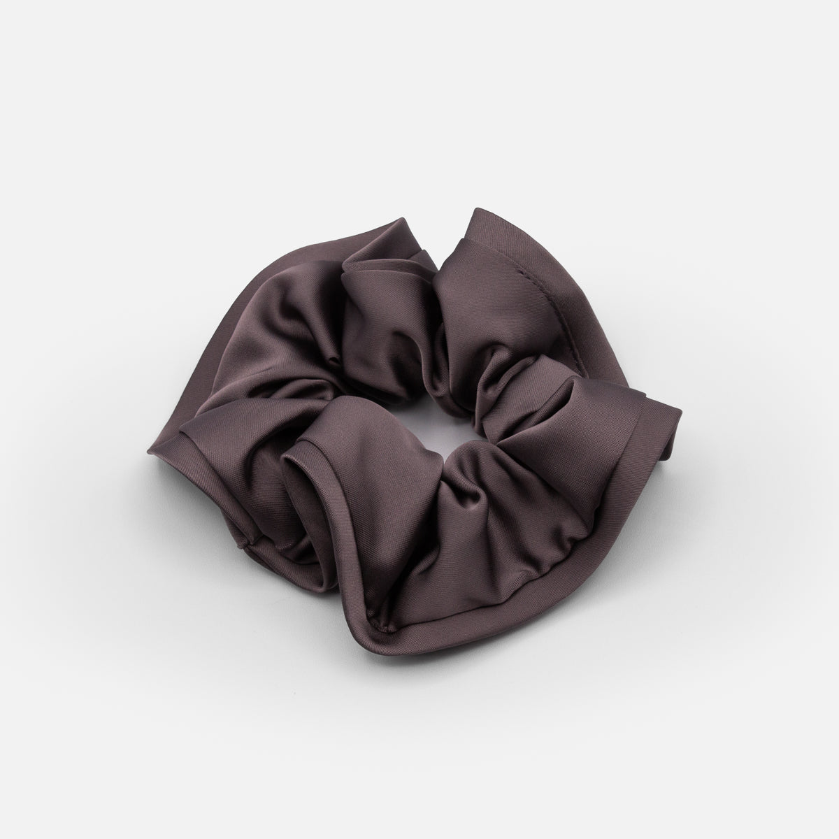 Plain grey satin scrunchie